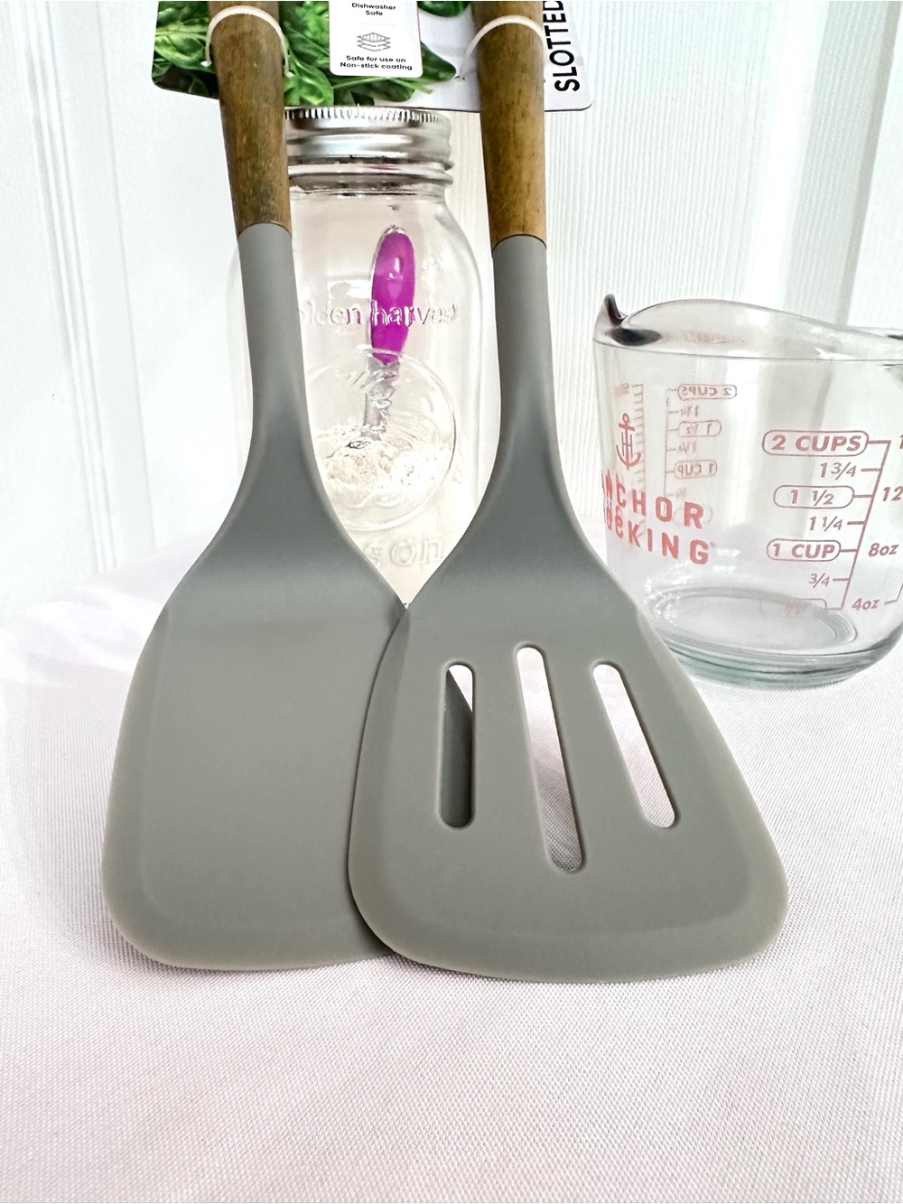 DURA CULINARY ~ Gray Nylon Spatula Set with Acacia Wooden Handles